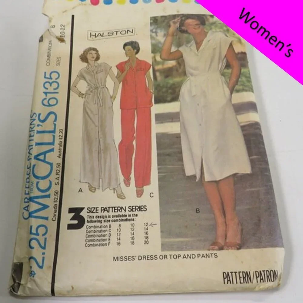 McCalls 6135 Clothing Pattern size 8-10 Comb. B Misses Dress, Top, Pants